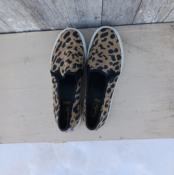 KEDS Womens 7 Slip On Dream Foam Double Decker Sneakers Tennis Shoes  Leopard - Picture 5 of 8